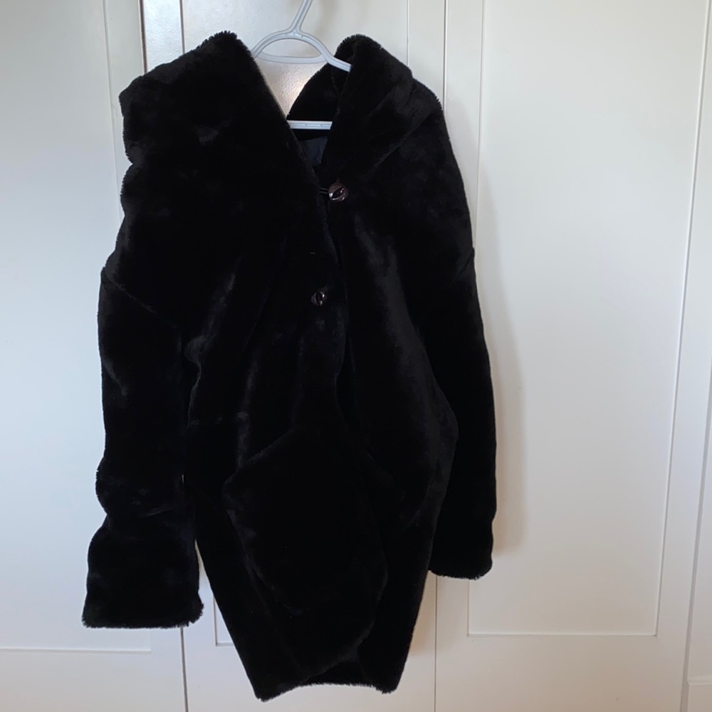 Black furry jacket